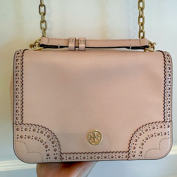 Tory Burch Pink Shoulder Bag with Embroidery